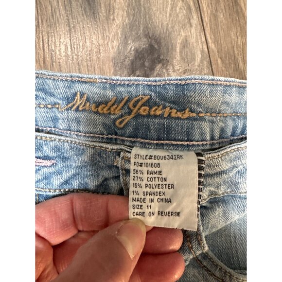 Mudd Vintage Y2K Womens Denim Shorts Size 11 Light Wash Ramie Blend Summer Casua - Picture 2 of 6